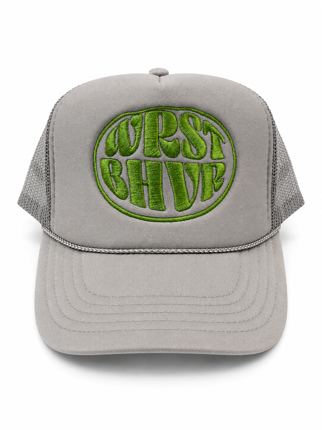 WRST BHVR Trucker Hat — Grey / Olive