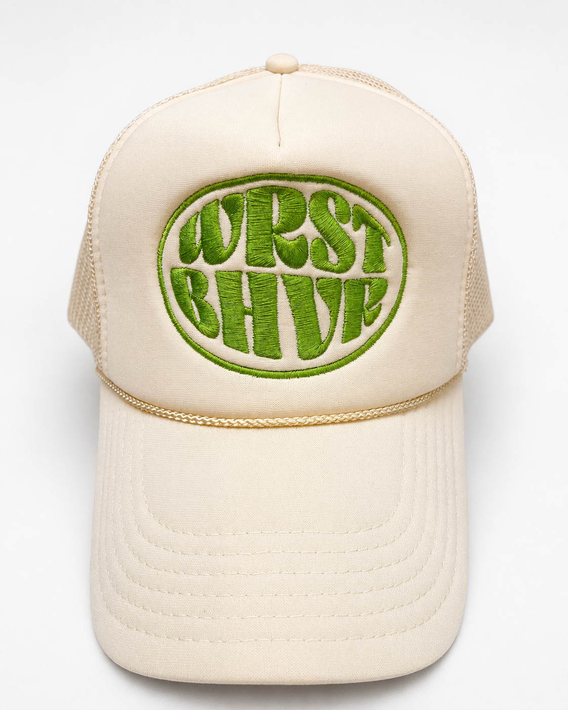 WRST BHVR Trucker Hat — Cream / Olive