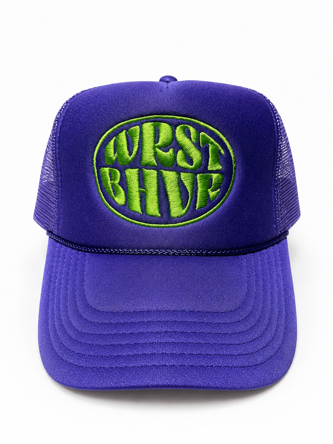 WRST BHVR Trucker Hat — Purple / Lime