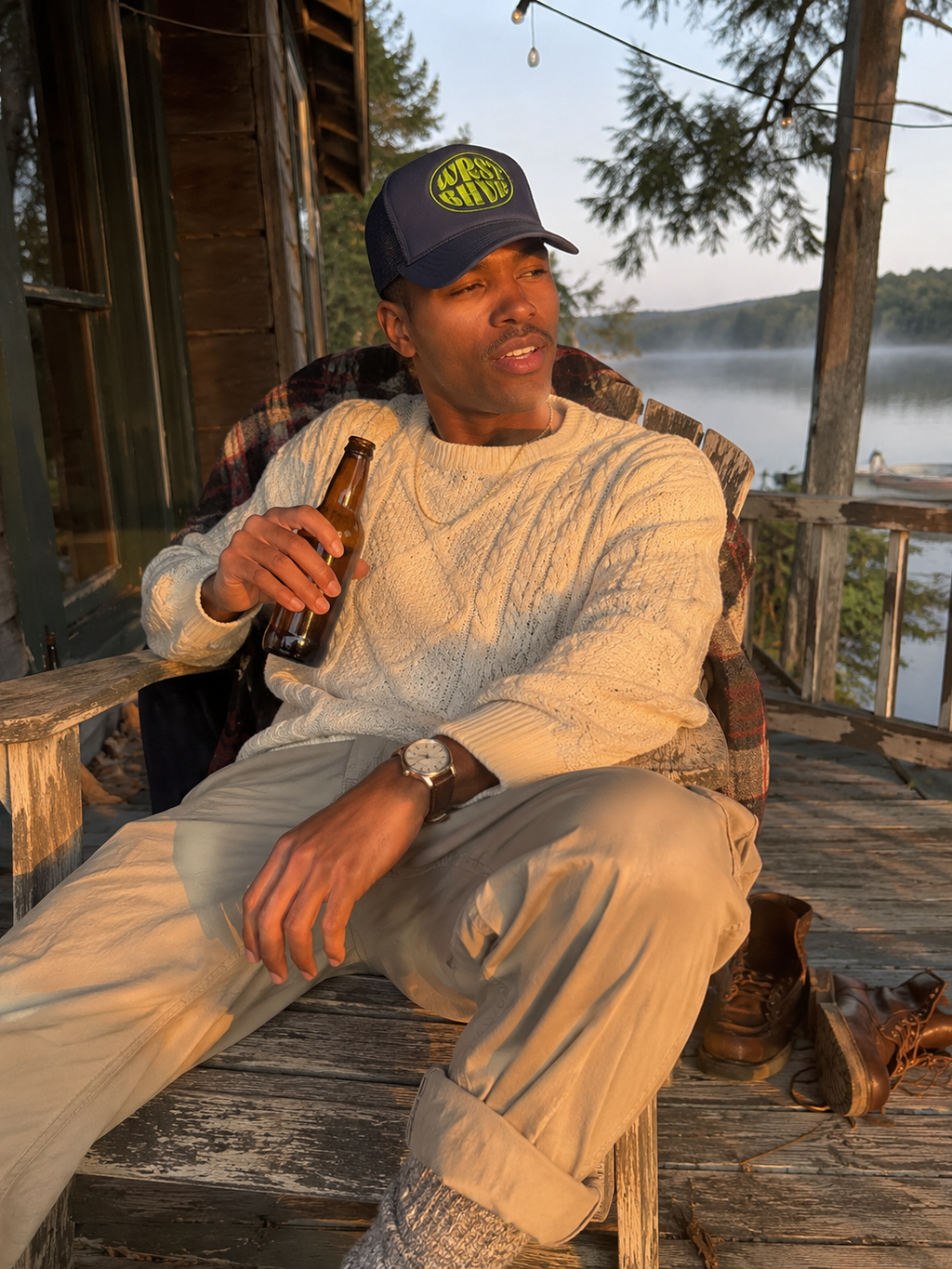 WRST BHVR Trucker Hat — Navy / Lime
