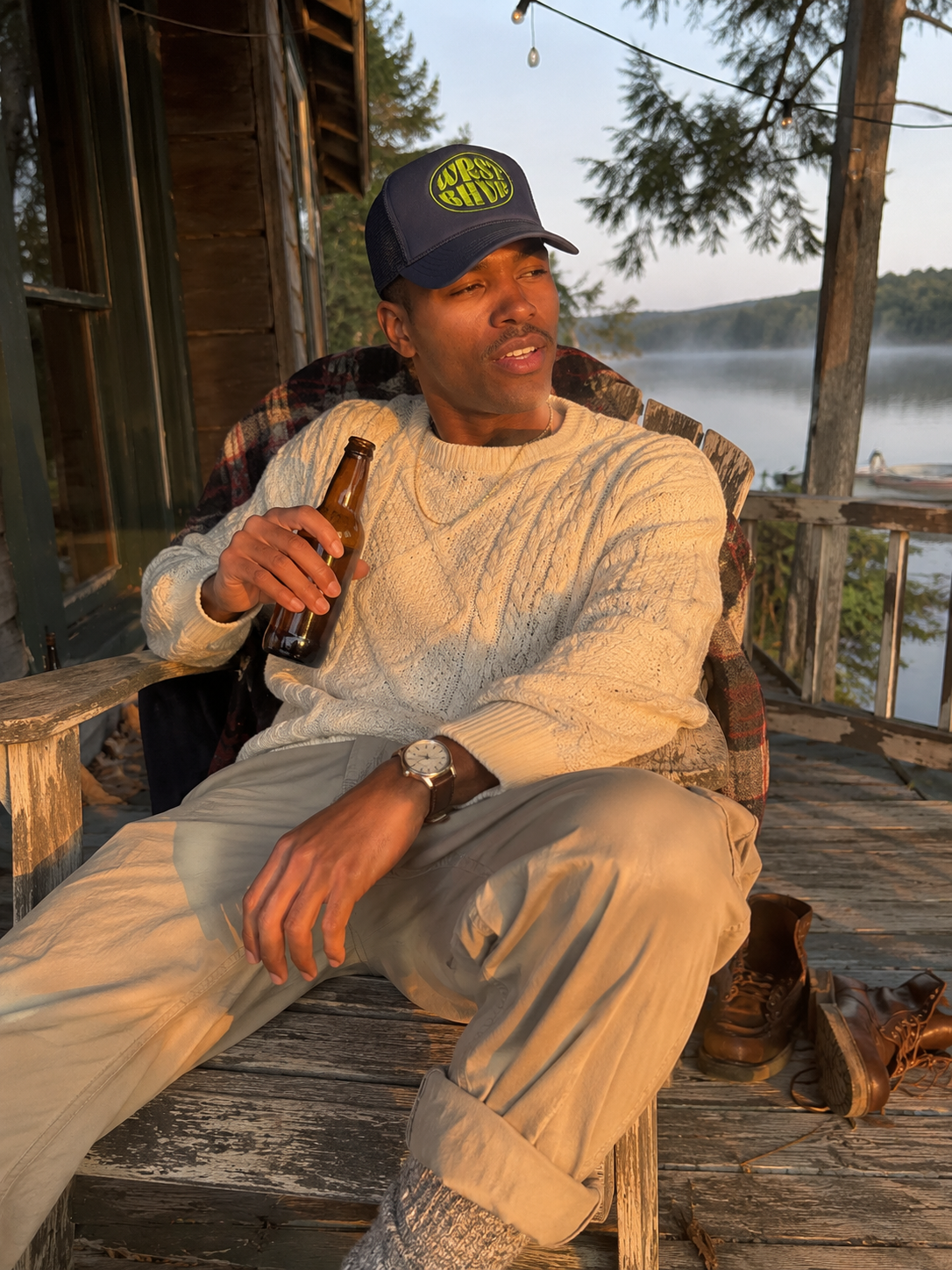 WRST BHVR Trucker Hat — Navy / Lime