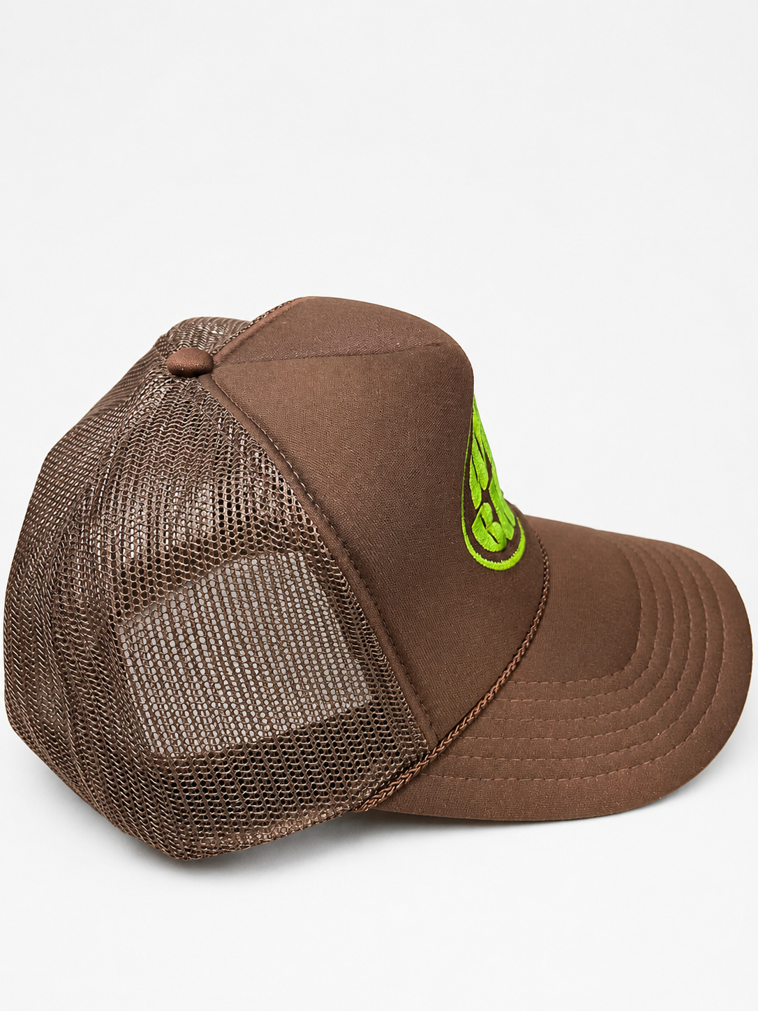 WRST BHVR Trucker Hat — Brown / Lime