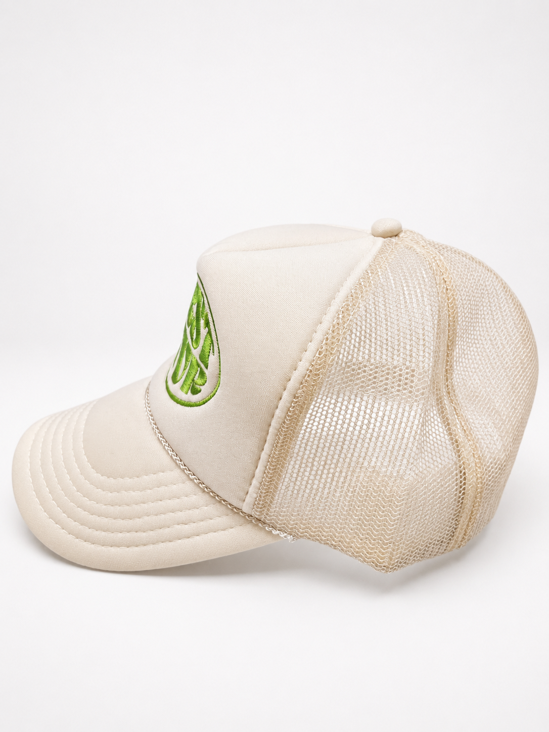 WRST BHVR Trucker Hat — Cream / Olive