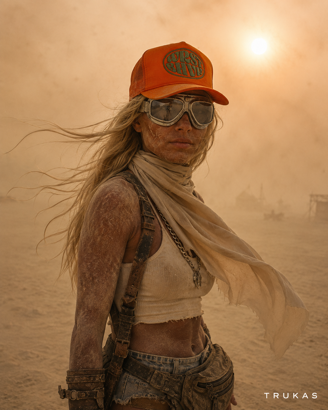 WRST BHVR Trucker Hat — Orange / Olive