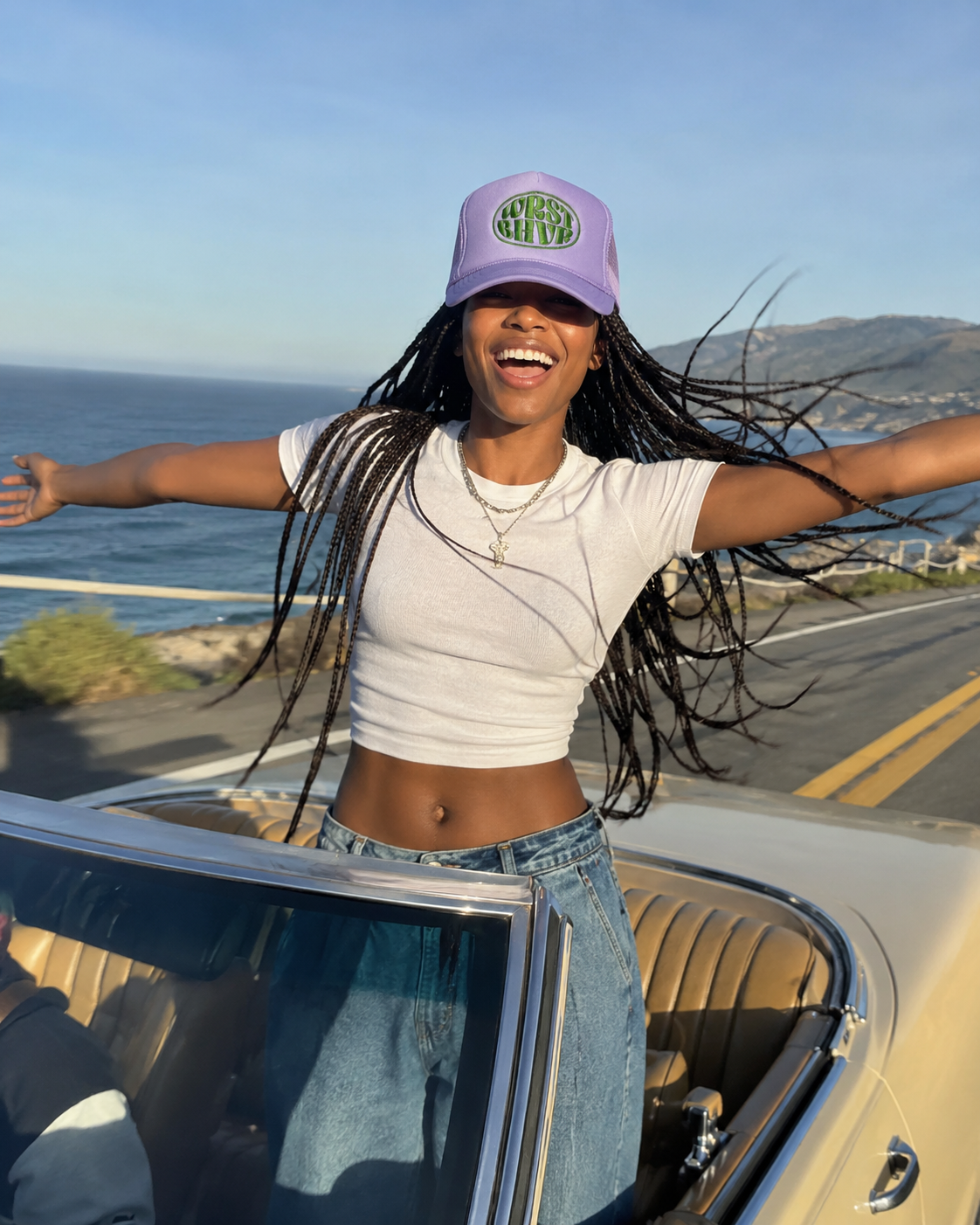 WRST BHVR Trucker Hat — Lavender / Green
