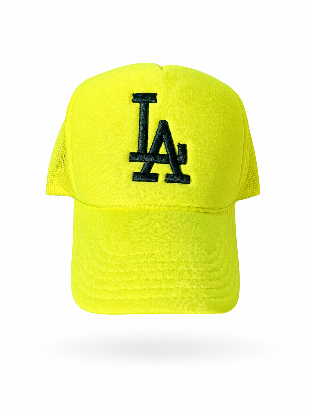 Trukas LA Trucker Hat — Neon Yellow / Forest Green