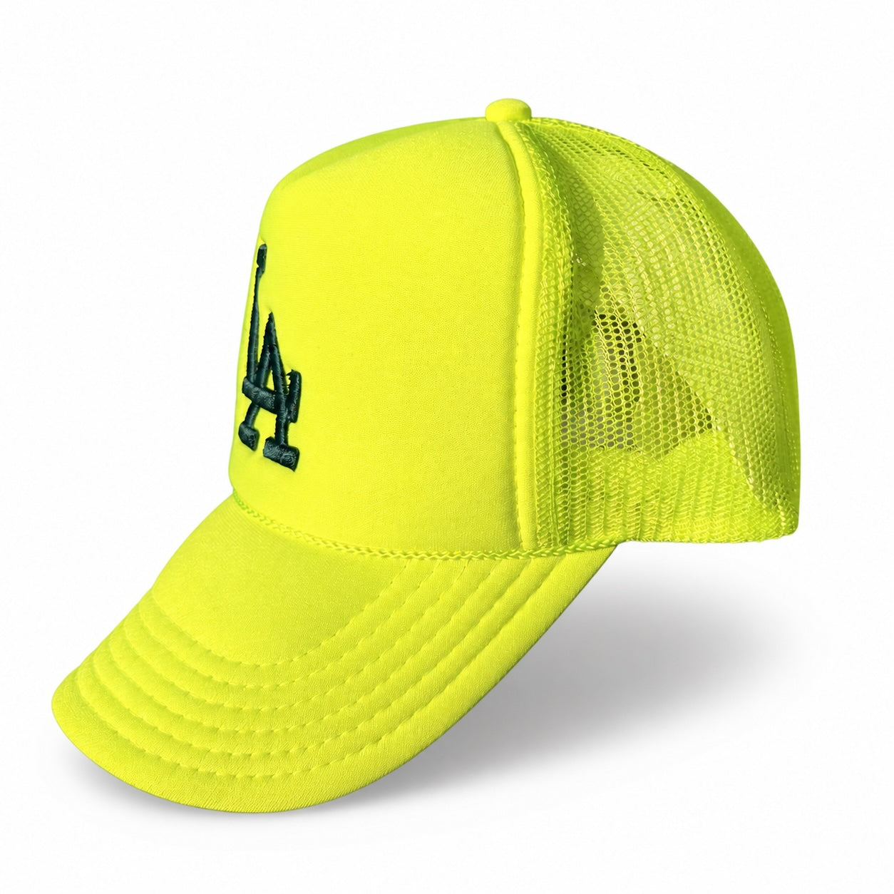 Trukas LA Trucker Hat — Neon Yellow / Forest Green