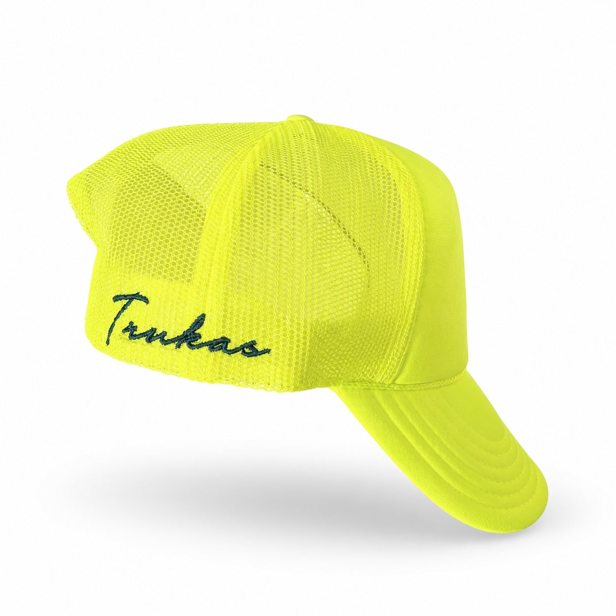 Trukas LA Trucker Hat — Neon Yellow / Forest Green